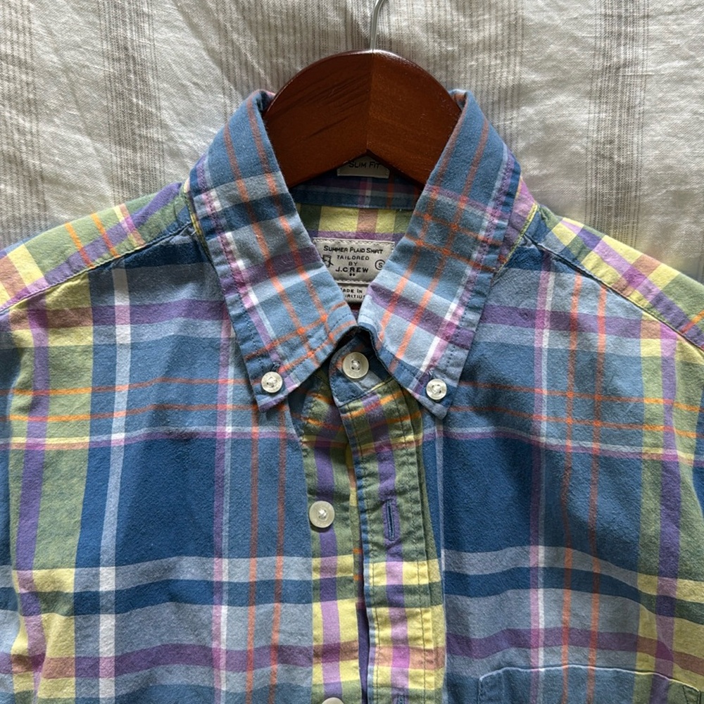 J.Crew men’s summer plaid shirt size small slim fit